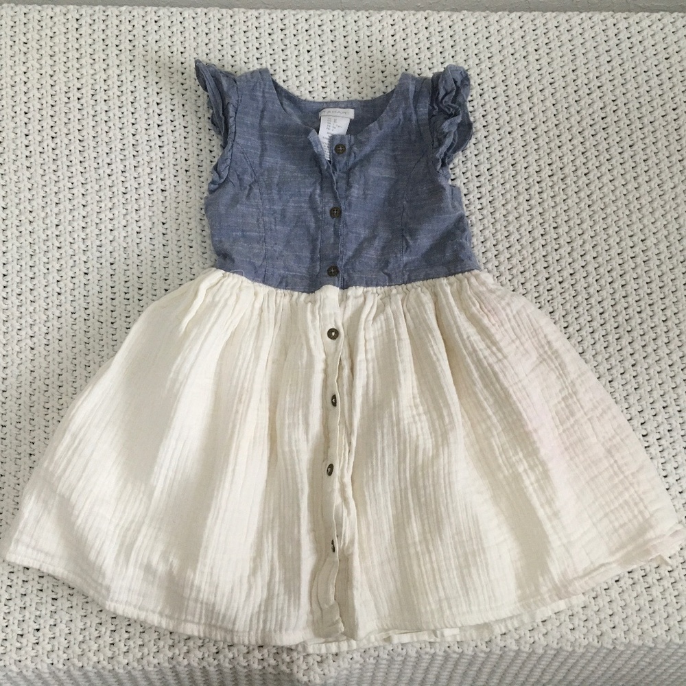 TAHARI TODDLER DENIM AND GAUZE DRESS SIZE 3T